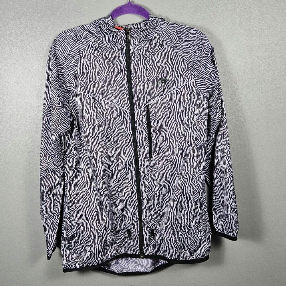 Nike Windrunner Blacklight Flash Women's M Purple Zebra Hooded Running Jacket